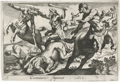 Ercole in lotta con i centauri da Simon Frisius