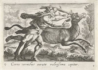 Ercole cattura la cerva di Cerinea da Simon Frisius