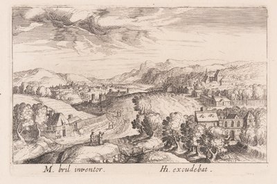 Paesaggio collinare con tre coppie, da Topographia Variarum Regionum da Simon Frisius