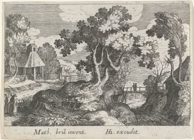 Paesaggio con un albero da Simon Frisius