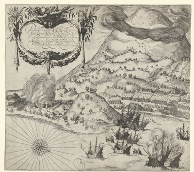 Vittoria degli olandesi sui portoghesi a Tidore (immagine a sinistra), 1605 da Simon Frisius