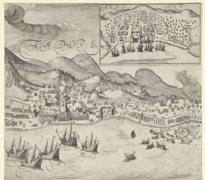 Vittoria degli olandesi sui portoghesi a Tidore (tavola a destra), 1605 da Simon Frisius