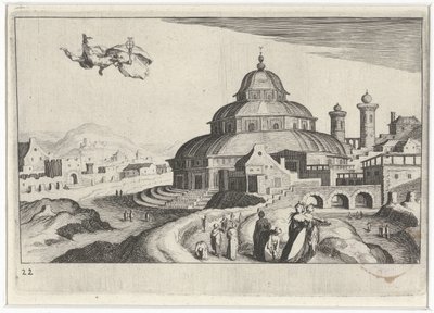 Veduta urbana con Mercurio da Simon Frisius