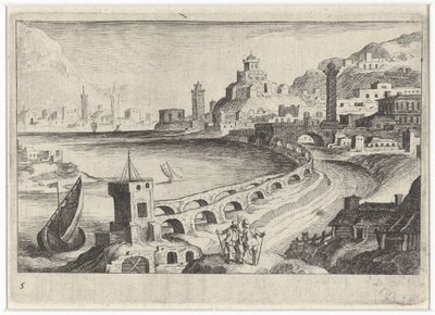 Veduta di città con un acquedotto (serie di paesaggi dell