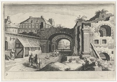 Veduta della città con una rovina da Simon Frisius