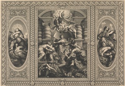 Il soffitto della sala dei banchetti a Whitehall: Il regno pacifico di Giacomo I da Simon Gribelin