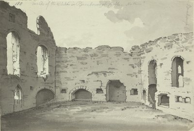 Castello di Bamburgh, rovine della cucina, Add. 15542, f.180, c.1780 da Simon H. Grimm
