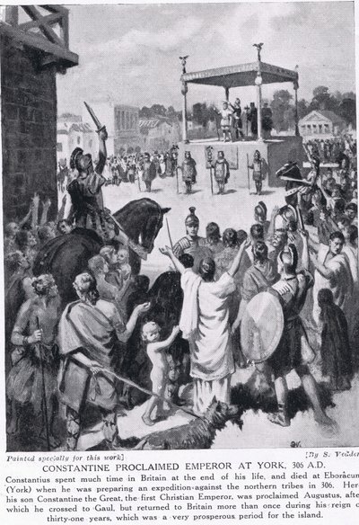 Costantino proclamato Imperatore a York, 306 d.C., illustrazione da 
