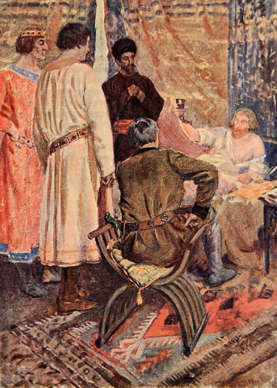 Riccardo Cuor di Leone si sollevò nel suo letto e prese una coppa in mano, illustrazione per 