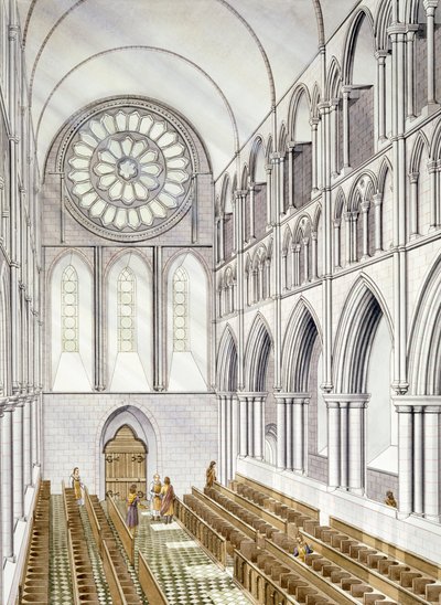 Interno della chiesa, Abbazia di Byland (acquerello su carta) da Simon Hayfield