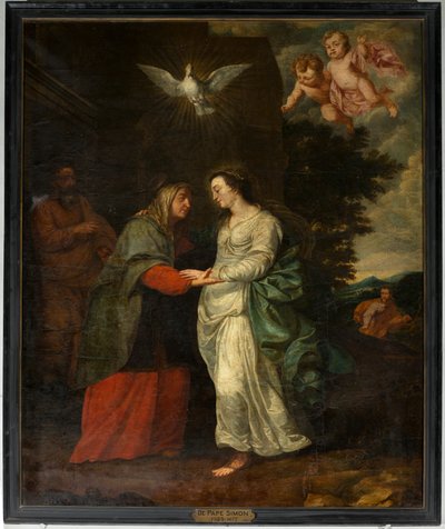 Chiesa parrocchiale (Parochiekerk Sint-Eligius). Dipinto. "Maria visita Elisabetta". Simon De Paepe. XVII secolo. da Simon II de Pape