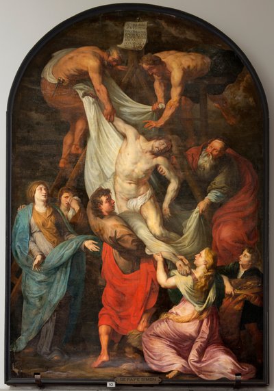 Chiesa parrocchiale (Sint-Walburgakerk). Dipinto "Discesa dalla Croce". Copia di P.P. Rubens. Metà del XVII secolo. da Simon II de Pape