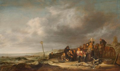 Spiaggia con pescatori da Simon Jacobsz. Vlieger