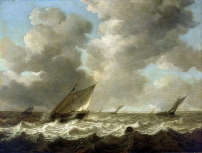 Barche da pesca su mari agitati, all