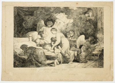 La Sacra Famiglia Servita dagli Angeli da Simon Julien