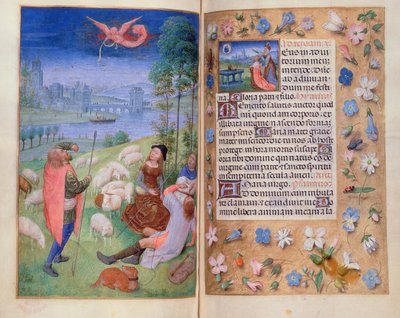 Annunciazione ai pastori, dalle Ore Huth da Simon Marmion