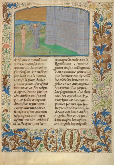 Il muro di metalli e gioielli che circonda angeli e santi da Simon Marmion