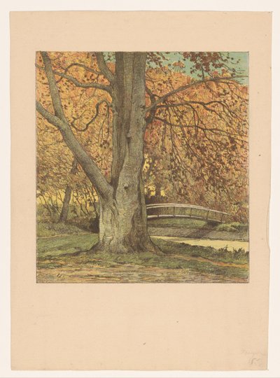 Albero vicino al ruscello in autunno da Simon Moulijn (attributed to)