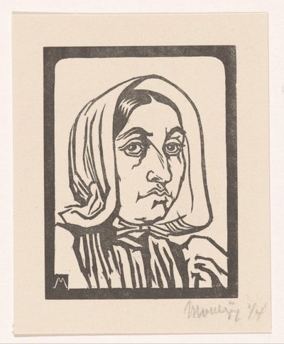 Testa di donna con cappuccio da Simon Moulijn (signed by artist)
