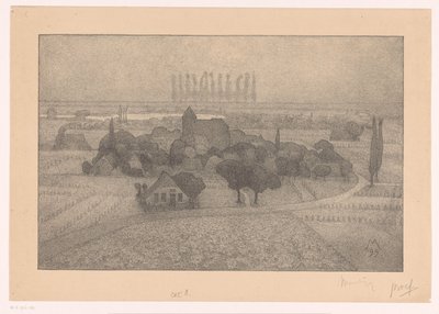 Paesaggio con villaggio vicino a un fiume da Simon Moulijn (signed by artist)