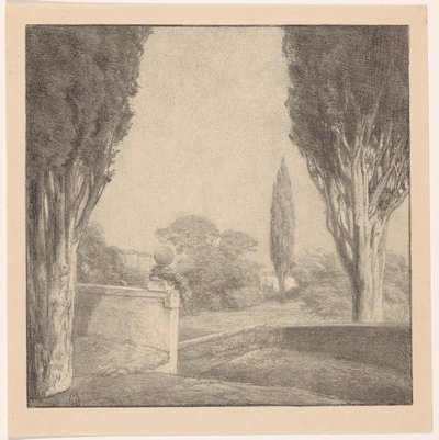 Paesaggio con muro e cipresso da Simon Moulijn
