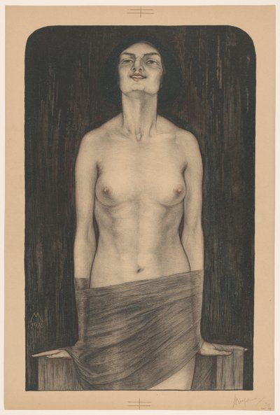 Donna in piedi con torso nudo da Simon Moulijn