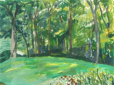 Giardino e zona umida, 2018 (acquerello su carta) da Simon Neville