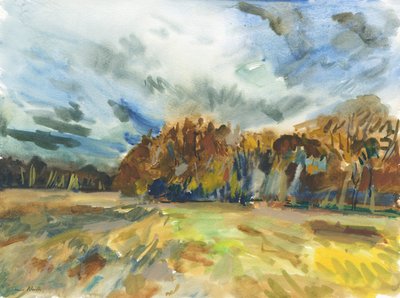 Richmond Park, 2018 (acquerello su carta) da Simon Neville