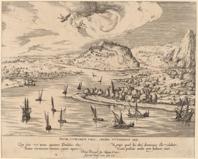 Paesaggio fluviale con la caduta di Icaro da Simon Novellanus after Pieter Bruegel the Elder