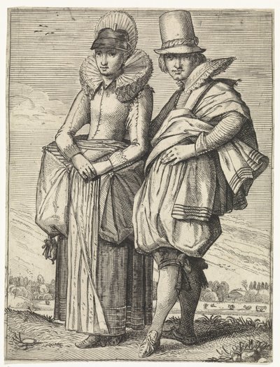 Uomo e donna vestiti secondo la moda del 1625 circa da Simon Poelenburg (attributed to)