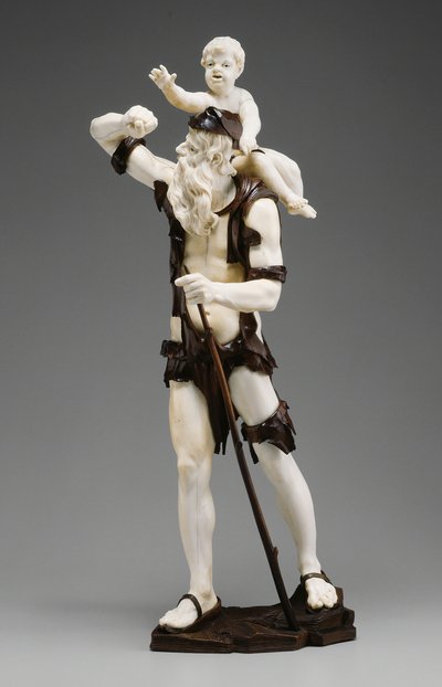 Vecchio mendicante che porta un bambino, 1735-50 da Simon Troger