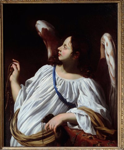 Angelo con la corda e la borsa, strumenti della Passione di Cristo (dettaglio) da Simon Vouet