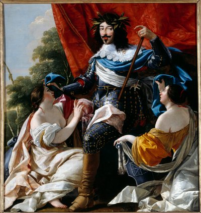 Rappresentazione del Re di Francia Luigi XIII tra le allegorie di Francia e Navarra da Simon Vouet