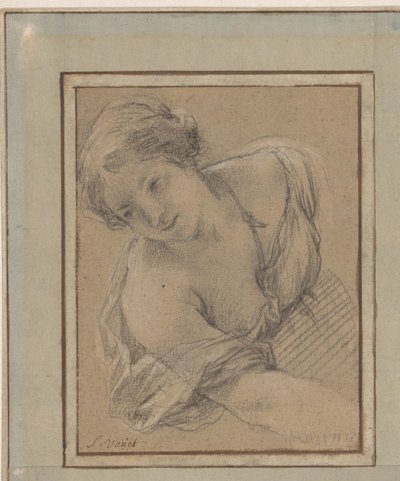 Studio di una giovane donna che si inchina da Simon Vouet