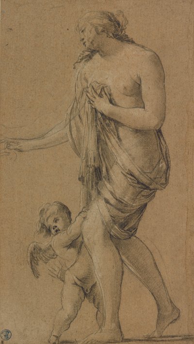 Studio per le figure di Venere e Cupido (recto); Studio di un nudo maschile (verso) da Simon Vouet
