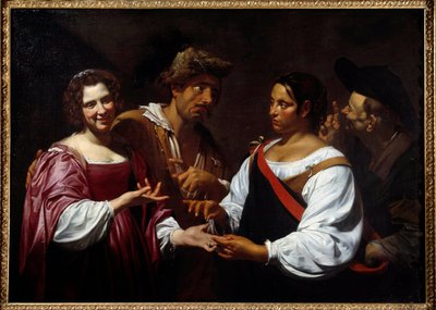 La chiromante. Dipinto di Simon Vouet (1590-1649) 1620. Ottawa, Galleria nazionale d