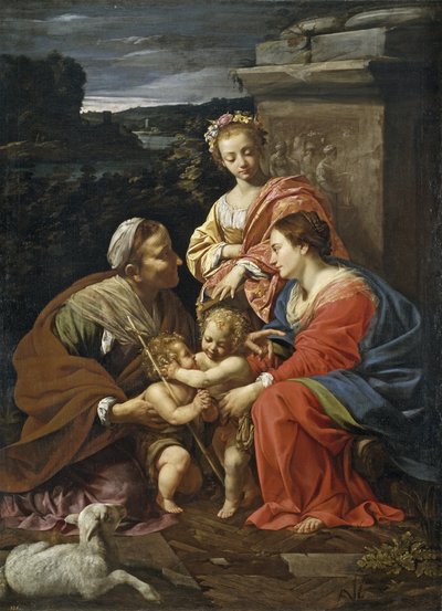Vergine e bambino con Giovanni Battista da bambino, Santa Elisabetta e Santa Caterina da Simon Vouet