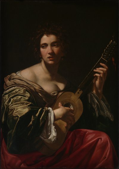 Donna che suona una chitarra da Simon Vouet