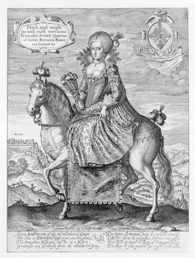 Ritratto equestre di Anna di Danimarca (1574-1619) inciso dall