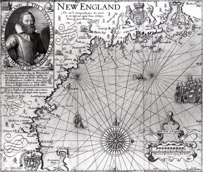 Mappa della costa del New England, osservata e descritta dal Capitano John Smith (1580-1631) 1614, da 