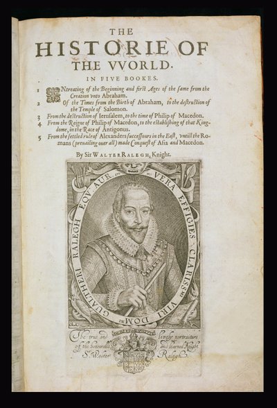 Ritratto di Sir Walter Raleigh (1554-1618) frontespizio da 