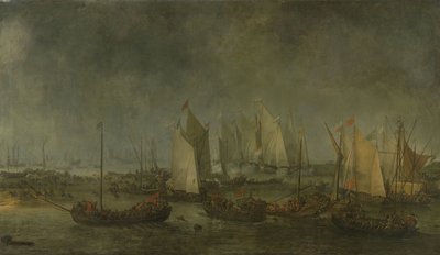 La battaglia dello Slaak tra le flotte olandesi e spagnole durante la notte del 12-13 settembre 1631 da Simon de Vlieger