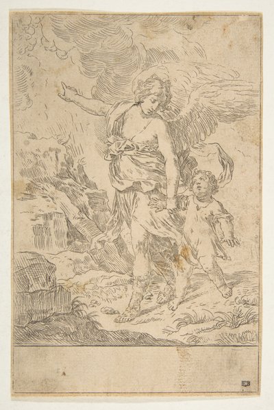 Un angelo custode che cammina con un bambino, ca. 1640 da Simone Cantarini