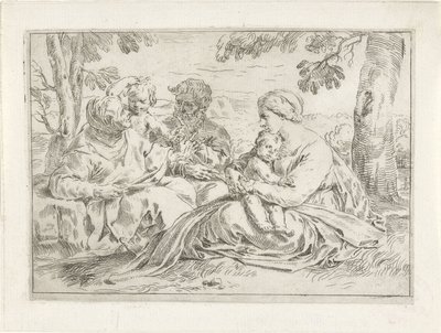 Sacra Famiglia con Elisabetta e il giovane Giovanni Battista da Simone Cantarini
