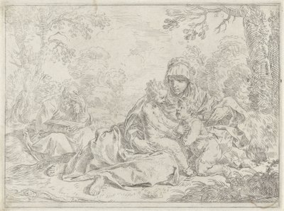 Sacra Famiglia con il giovane Giovanni Battista da Simone Cantarini