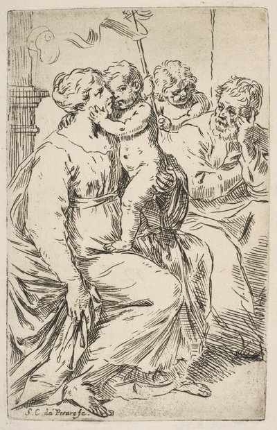 Sacra Famiglia con San Giovanni Battista da Simone Cantarini