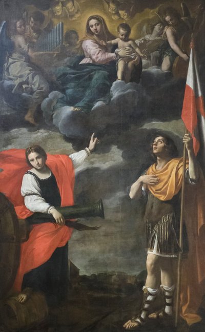 Madonna in gloria con il bambino e i santi Barbara e Terenzio, c.1630 da Simone Cantarini