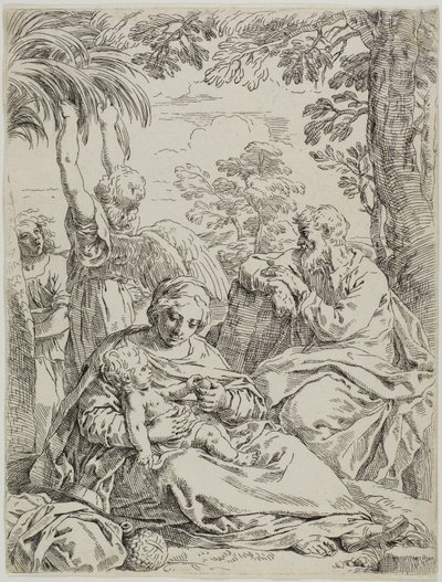Riposo durante la fuga in Egitto da Simone Cantarini