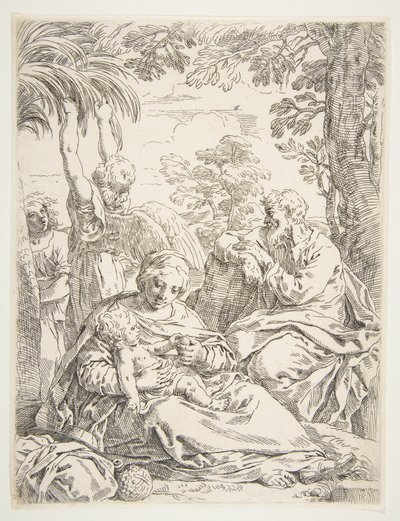 La Sacra Famiglia in Riposo durante la Fuga in Egitto, ca. 1637-1639 da Simone Cantarini