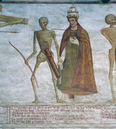 Morte che chiede al papa di ballare (dettaglio) da Simone II Baschenis